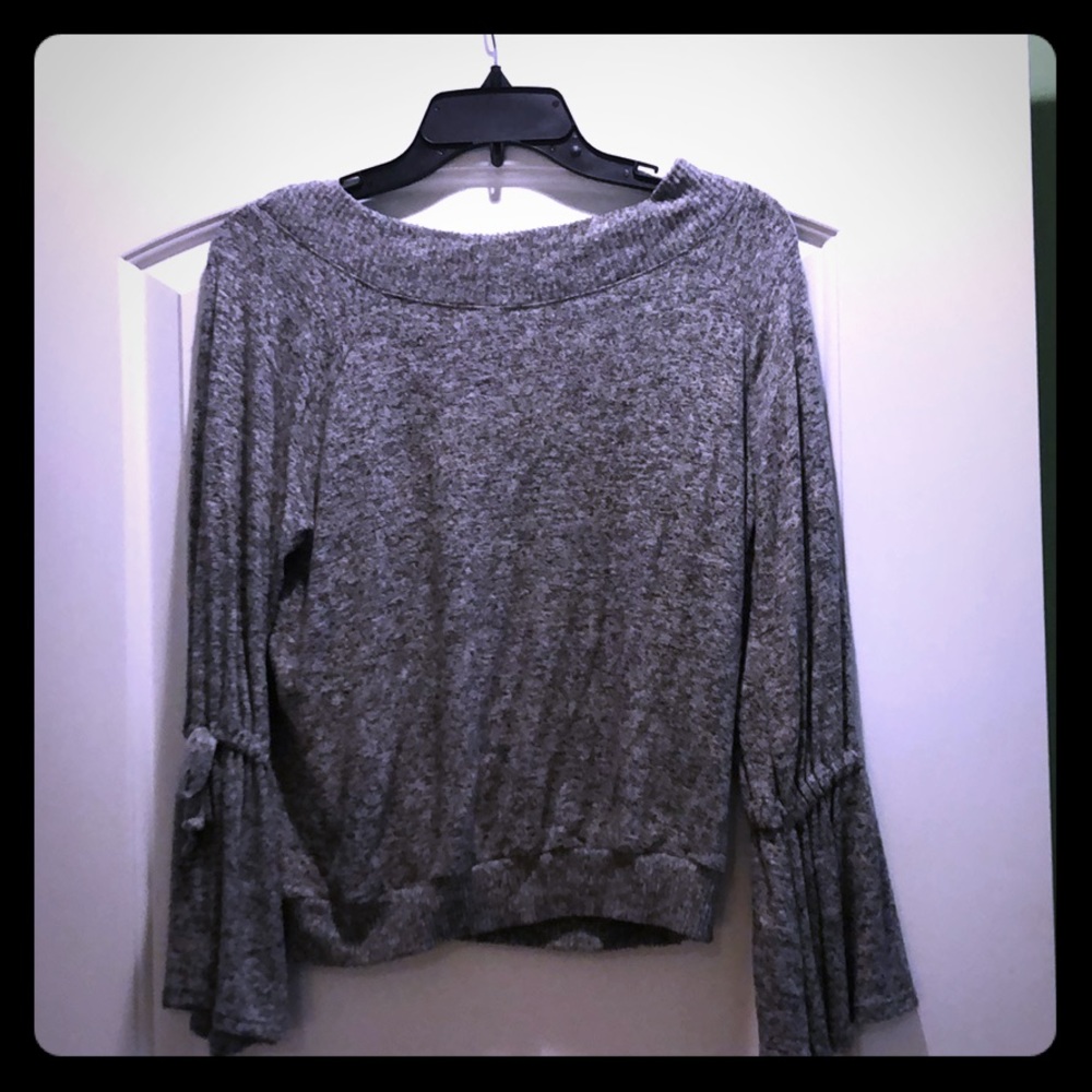 Bell sleeve off shoulder sweater